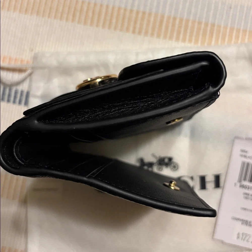 Coach Black Snap Wallet with Gold Horse and Carriage Buckel (Georgie) - Picture 5 of 9